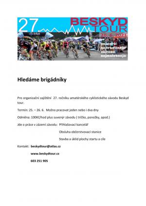 Cyklistický závod Beskyd tour hledá brigádníky 1
